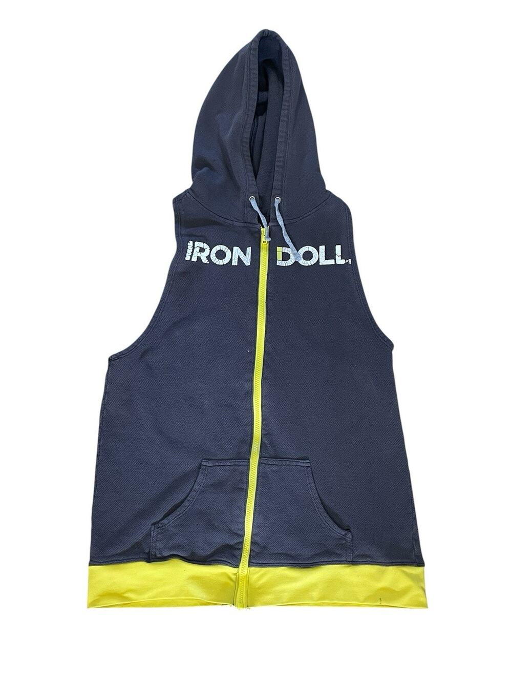 Vintage Iron Doll Zip Up Sleeveless Sweatshirt Hoodie Women’s Large Racer Back